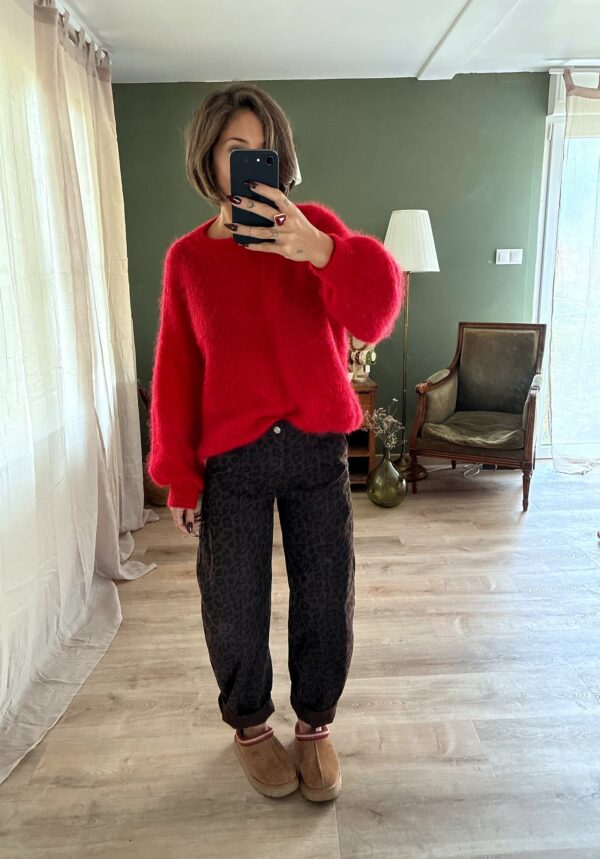 Jeans Tonic léopard, porté avec Pull Colette
